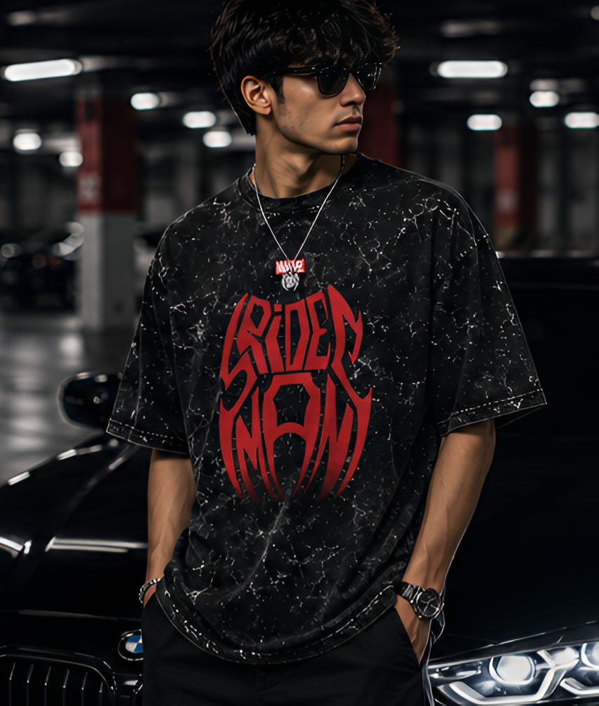 Marvel's Spiderman Acid Wash Oversized T-Shirt