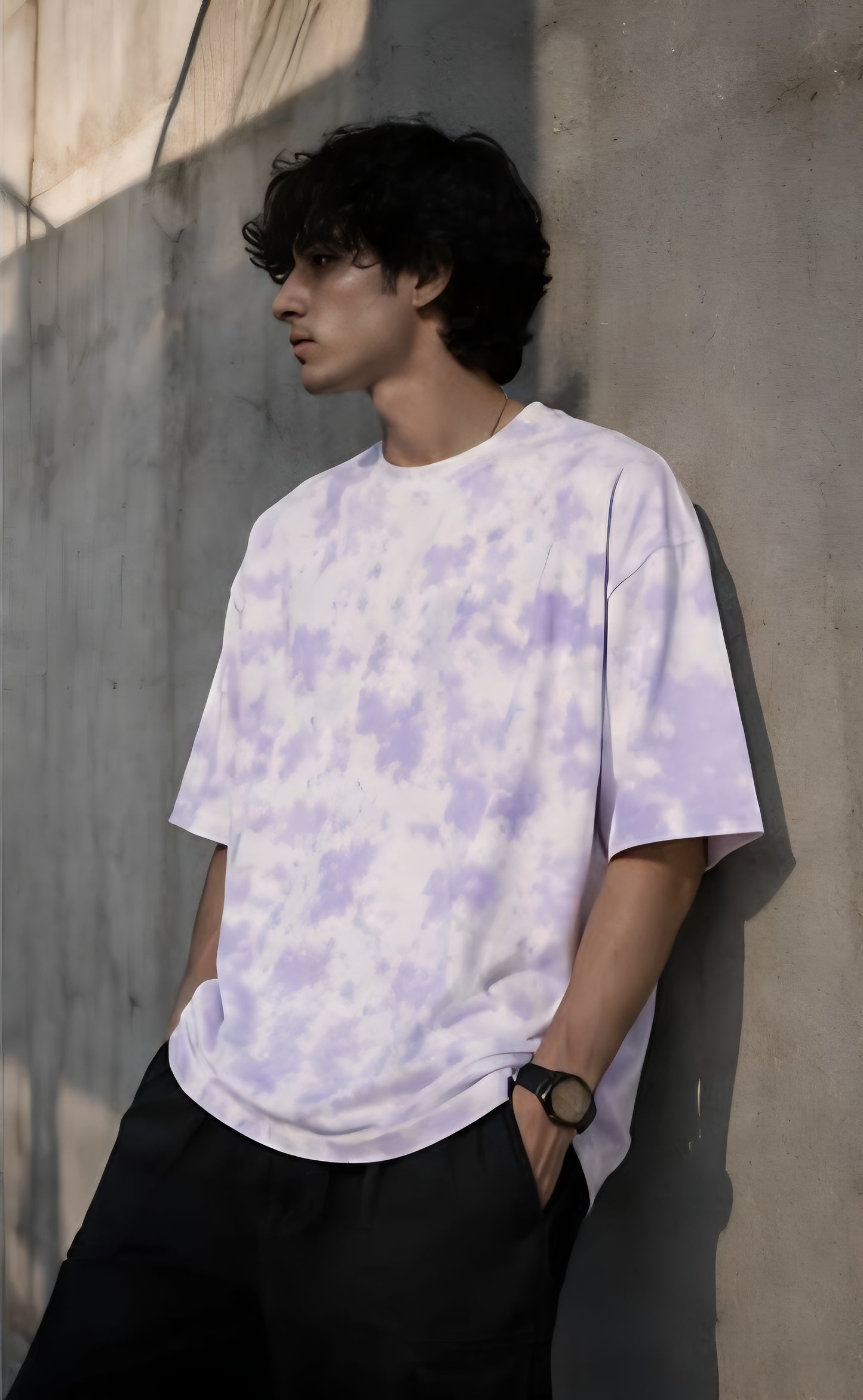 White Lavender Wash Tie Dye Oversized T-Shirt