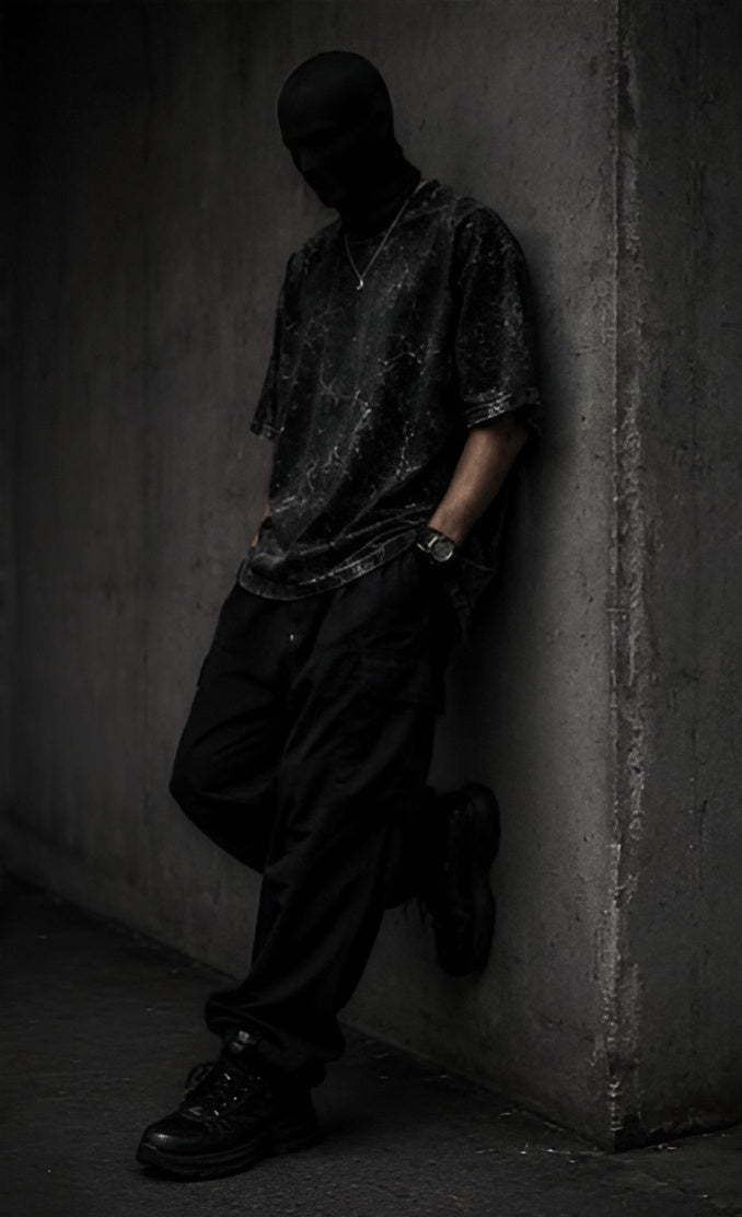 Black Acid Wash Oversized Tee