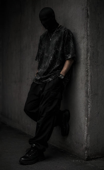 Black Acid Wash Oversized Tee