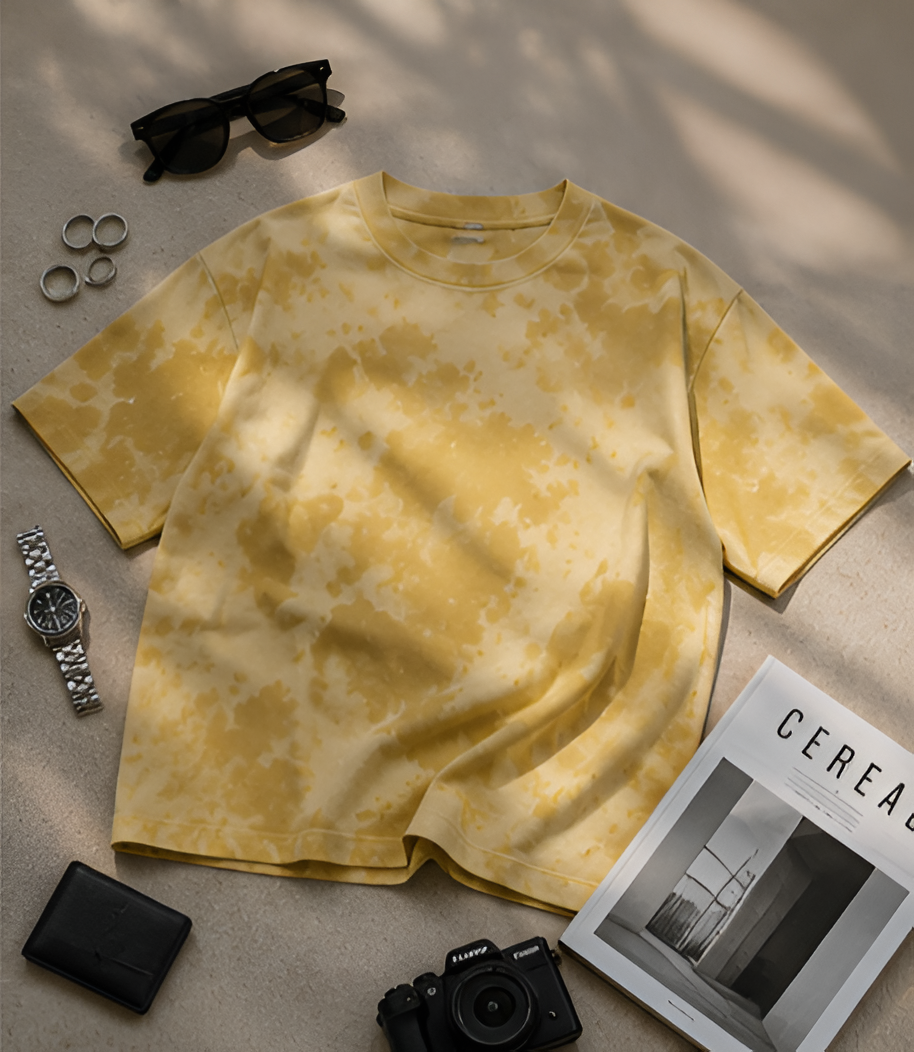 Yellow Wash Tie Dye Oversized T-Shirt
