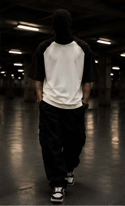 Black White Oversized Raglan