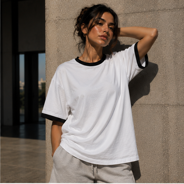 Black Hoop White Ringer T-Shirt