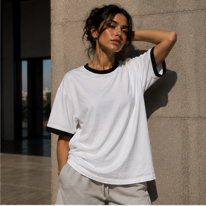 Black Hoop White Ringer T-Shirt