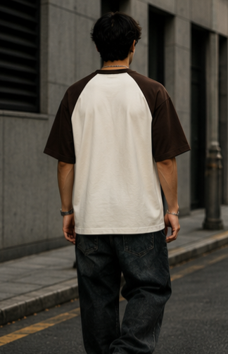 Coffee Brown Off White Oversized Raglan