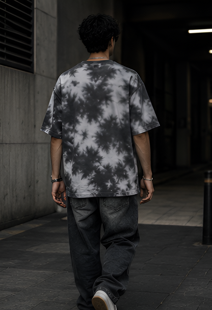White Black Wash Tie Dye Oversized T-Shirt