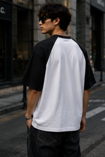 Black White Oversized Raglan