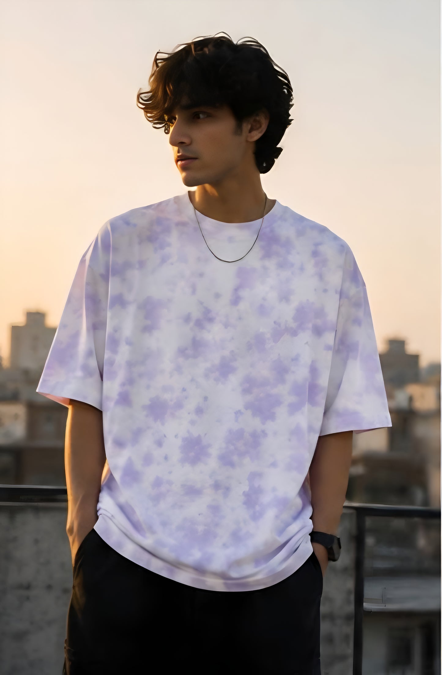 White Lavender Wash Tie Dye Oversized T-Shirt