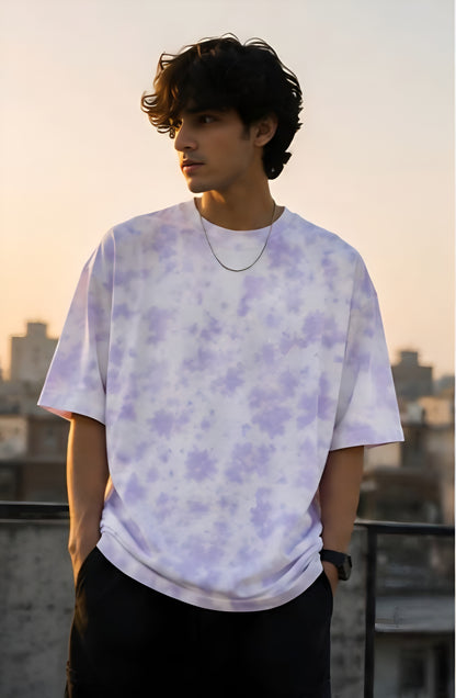 White Lavender Wash Tie Dye Oversized T-Shirt