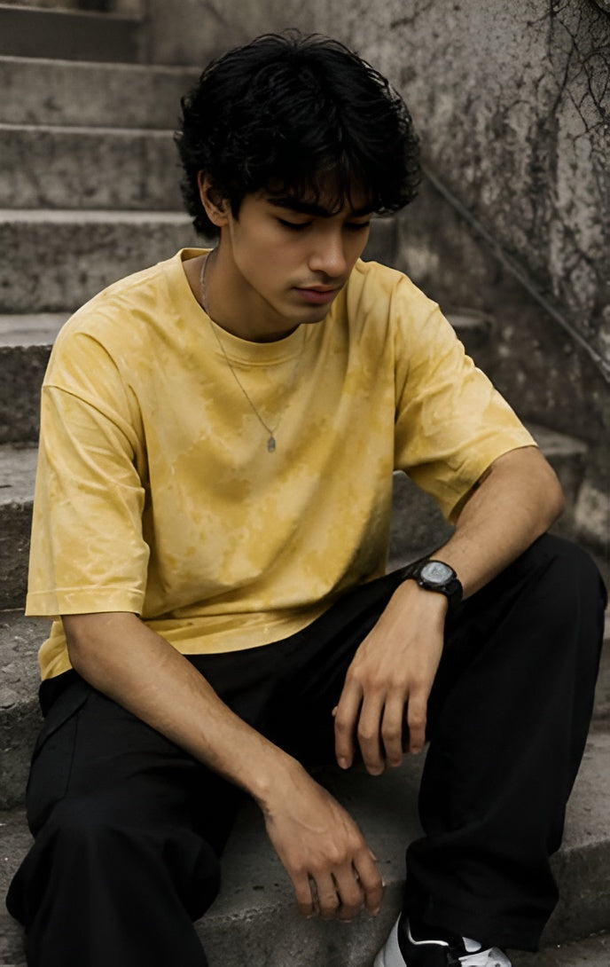 Yellow Wash Tie Dye Oversized T-Shirt