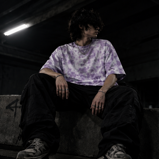 White Lavender Wash Tie Dye Oversized T-Shirt