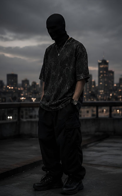 Black Acid Wash Oversized Tee
