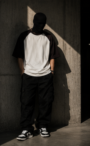 Black White Oversized Raglan