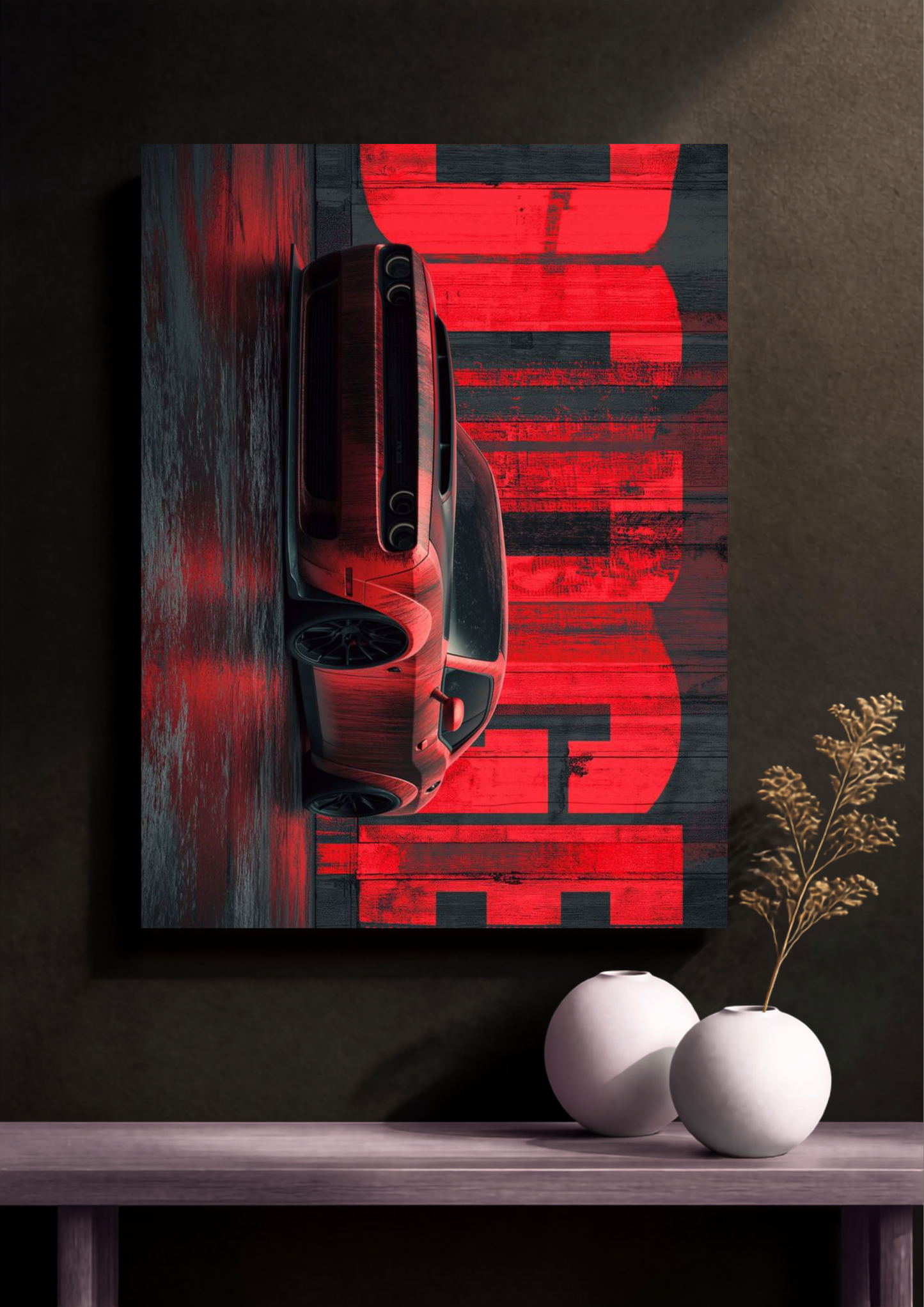 Dodge Challenger Poster Red Dark