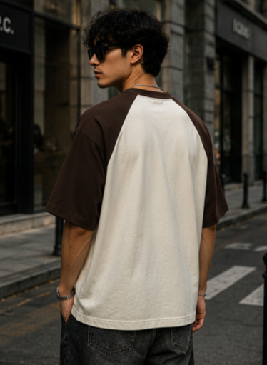 Coffee Brown Off White Oversized Raglan