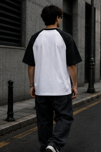 Black White Oversized Raglan