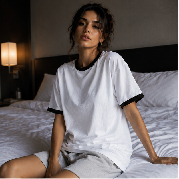 Black Hoop White Ringer T-Shirt