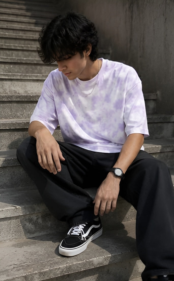 White Lavender Wash Tie Dye Oversized T-Shirt