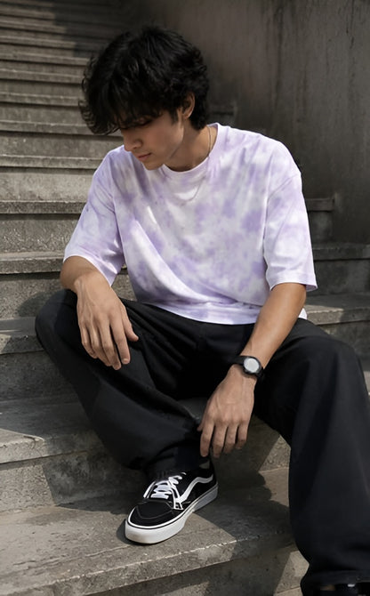 White Lavender Wash Tie Dye Oversized T-Shirt