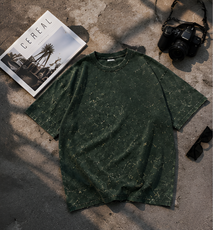 Bottle Green Acid Wash Oversized Tee