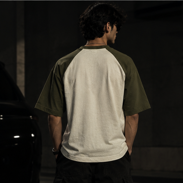 Olive Green Off White Oversized Raglan