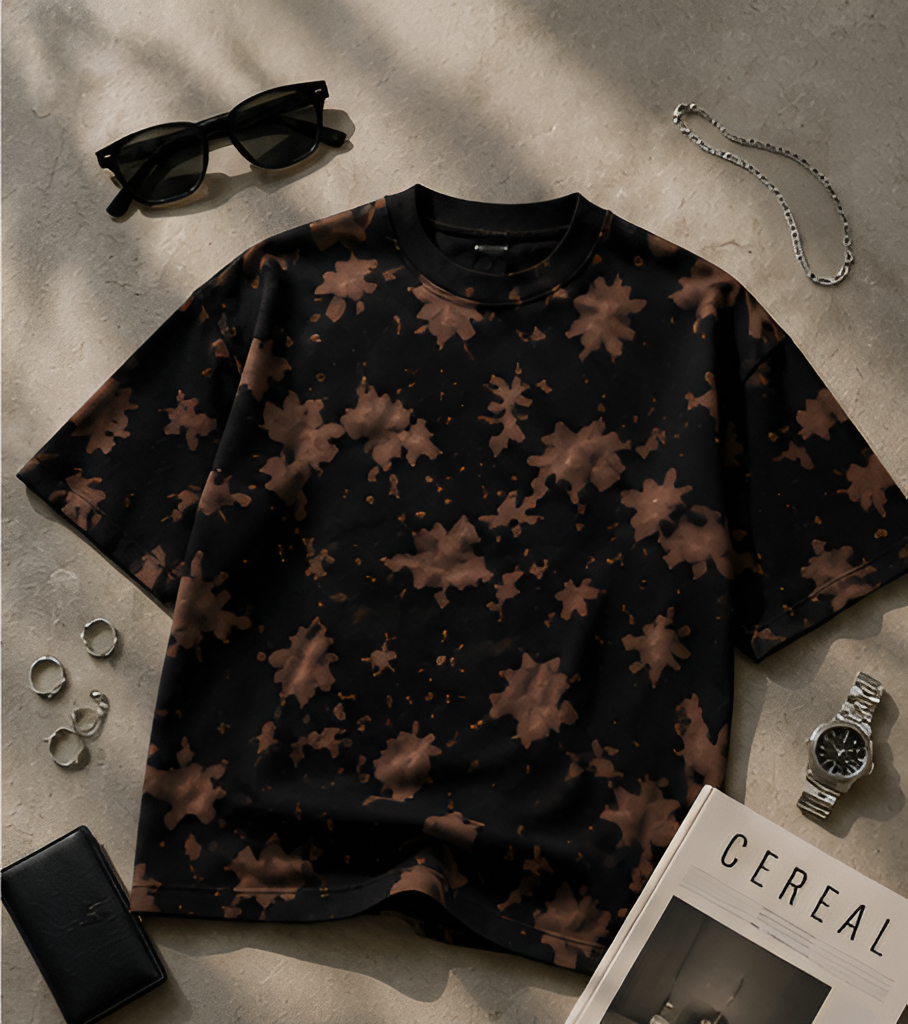 Brown Black Wash Tie Dye Oversized T-Shirt