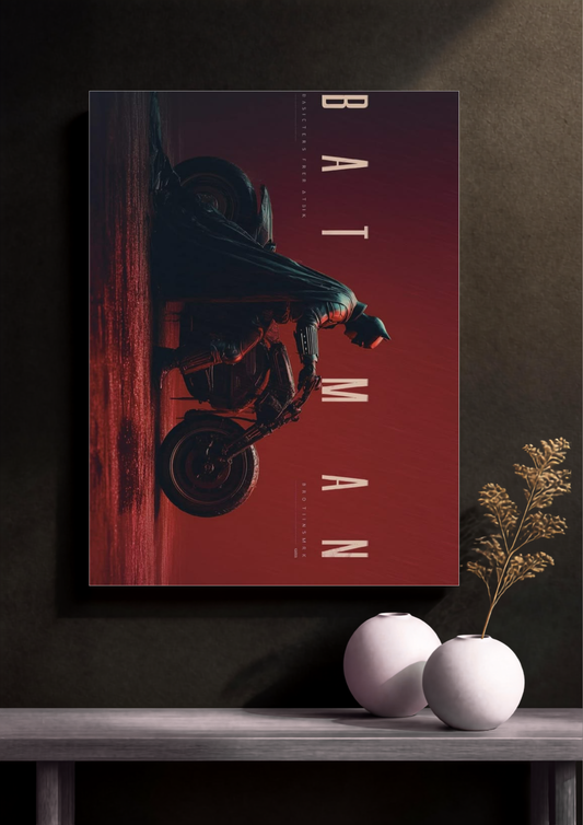 Batman With His Batmobile Dark Poster