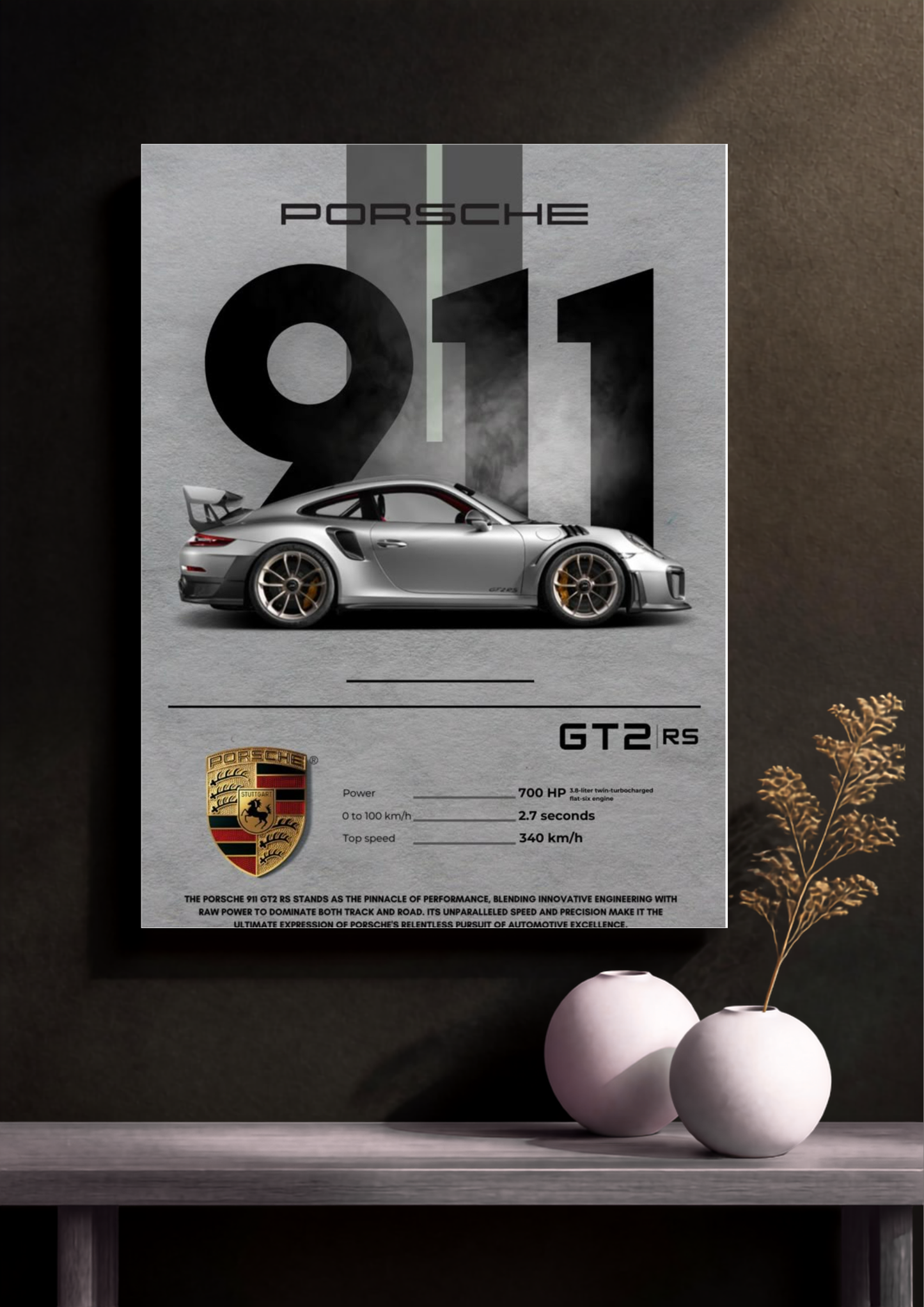 Ah! Porsche 911 Silver Poster