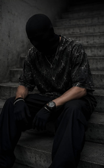 Black Acid Wash Oversized Tee