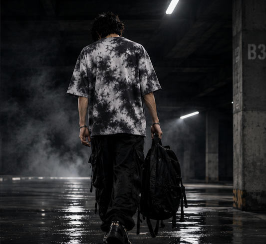 White Black Wash Tie Dye Oversized T-Shirt
