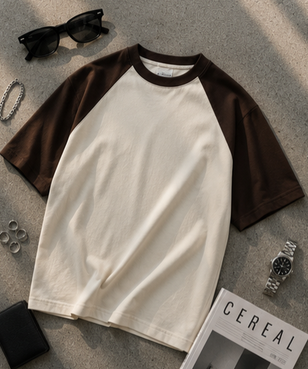 Coffee Brown Off White Oversized Raglan