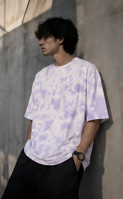 White Lavender Wash Tie Dye Oversized T-Shirt