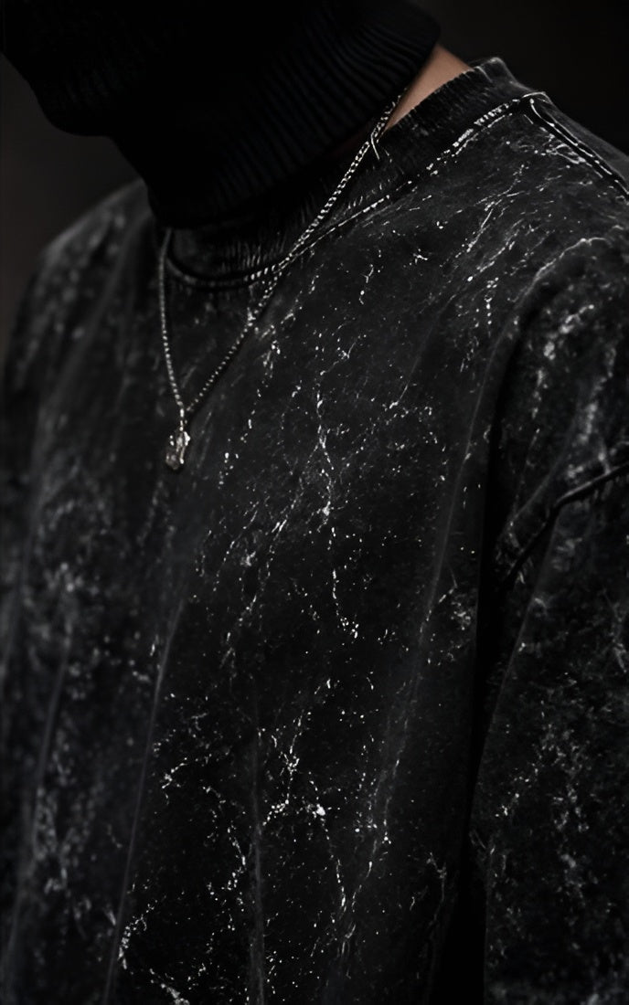Black Acid Wash Oversized Tee