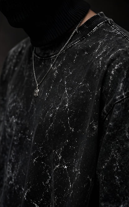 Black Acid Wash Oversized Tee
