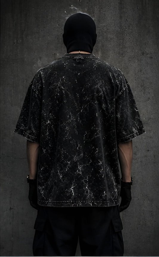 Black Acid Wash Oversized Tee