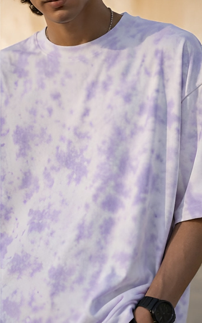White Lavender Wash Tie Dye Oversized T-Shirt