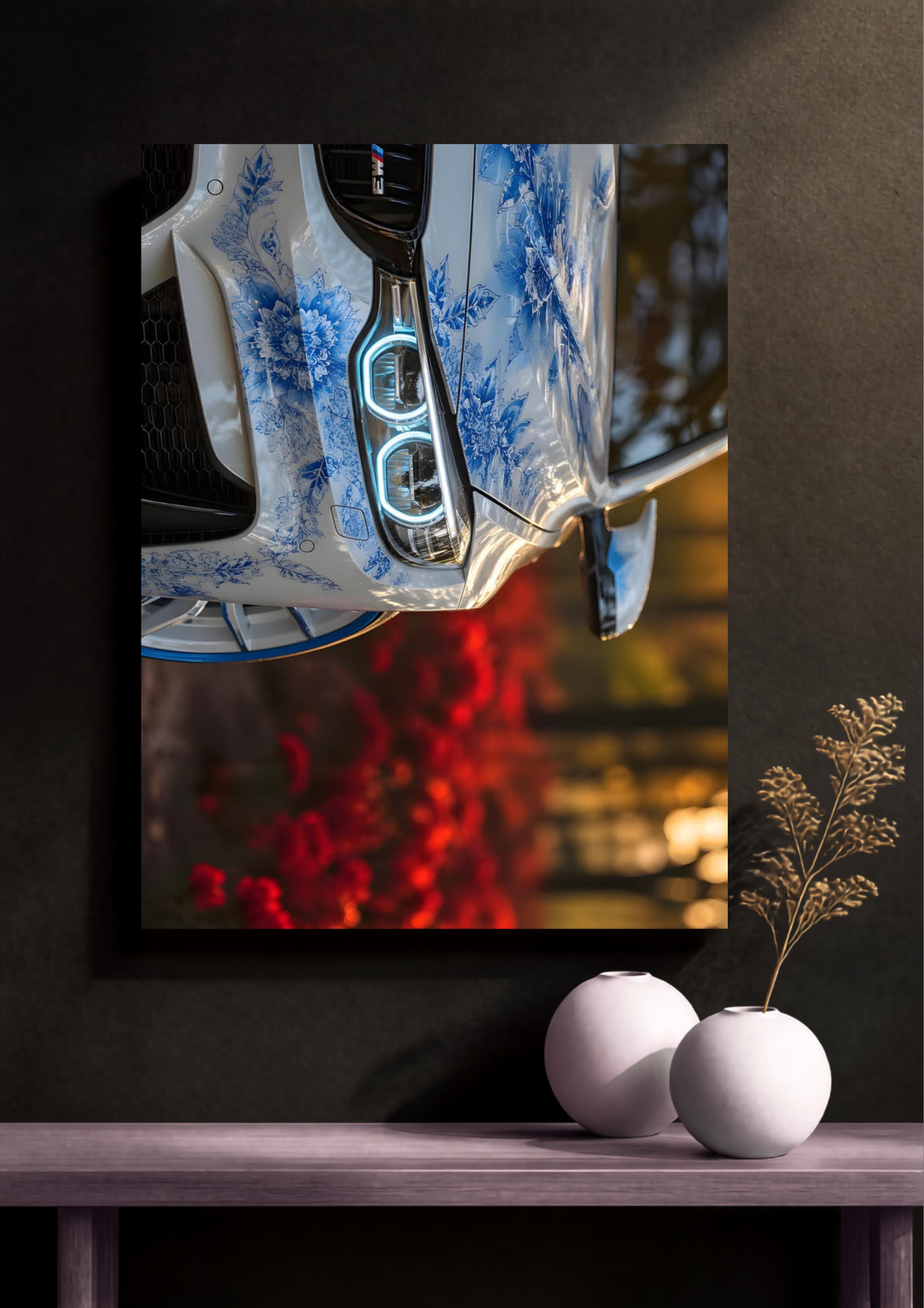 BMW M4 Headlights Wisteria Blue Poster