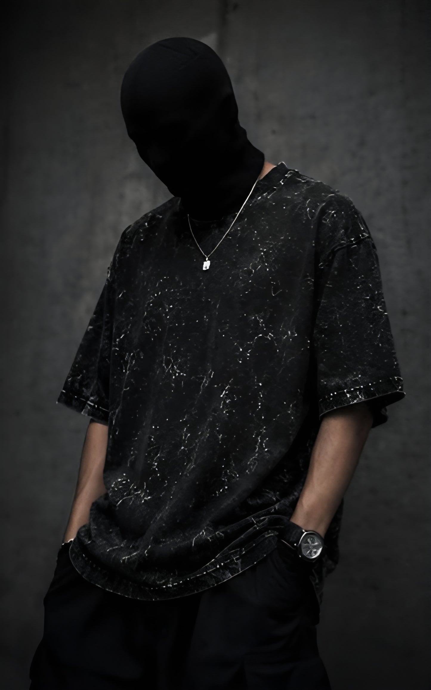 Black Acid Wash Oversized Tee