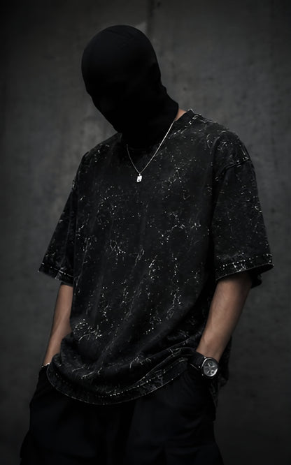 Black Acid Wash Oversized Tee