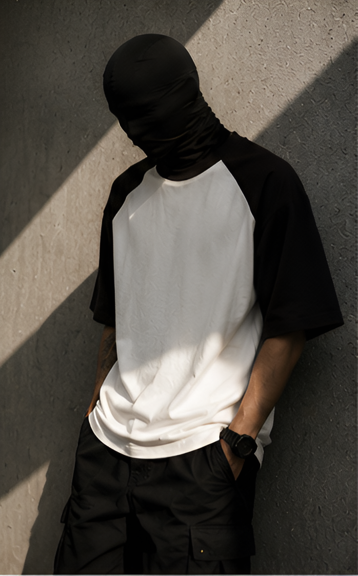 Black White Oversized Raglan