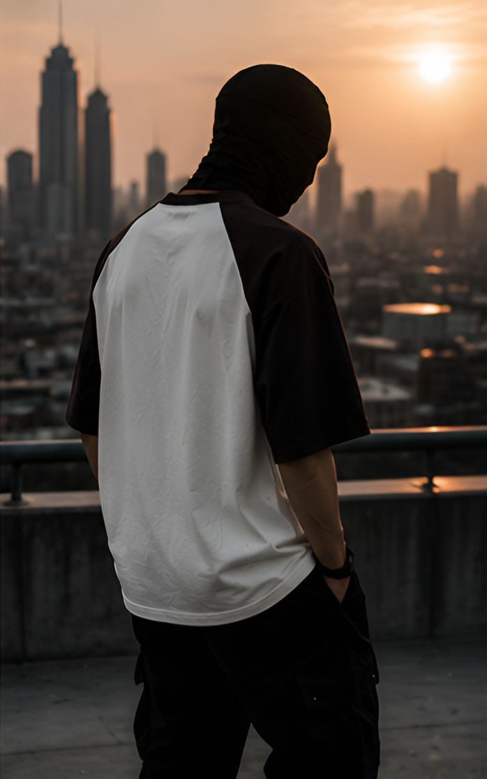 Black White Oversized Raglan