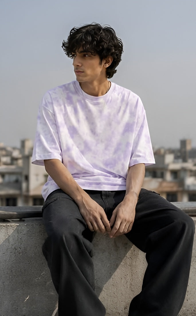 White Lavender Wash Tie Dye Oversized T-Shirt